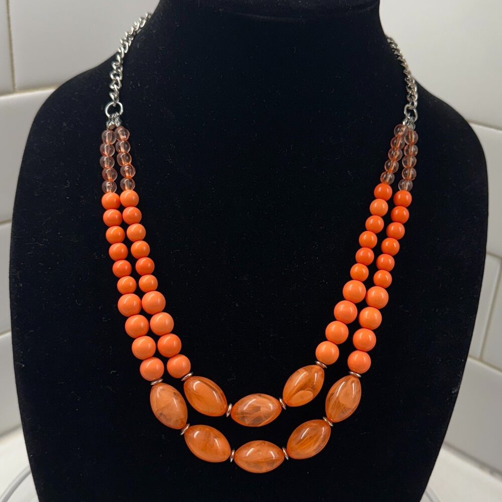Orange Acrylic Beaded Necklace